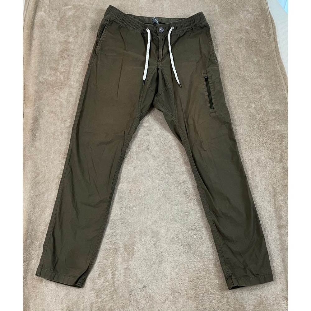 Vuori Ripstop Climber Jogger Pants Men M Green Elastic Waist Organic Cotton GOOD